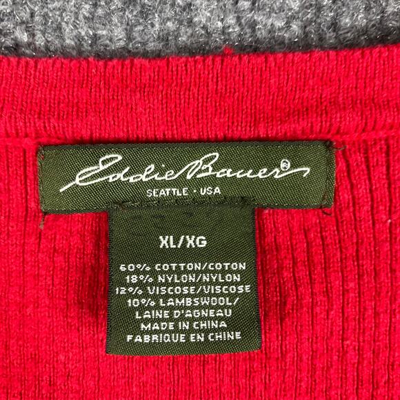 Eddie Bauer Cardigan Sweater Womens XL Red Wool Blend Button Front Vintage 90s - Picture 2 of 7